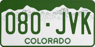 CO license plate 080JVK