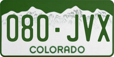 CO license plate 080JVX