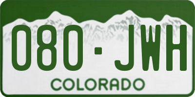 CO license plate 080JWH