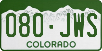 CO license plate 080JWS