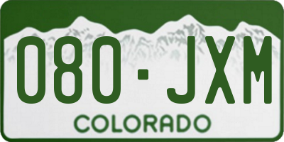 CO license plate 080JXM