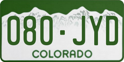 CO license plate 080JYD