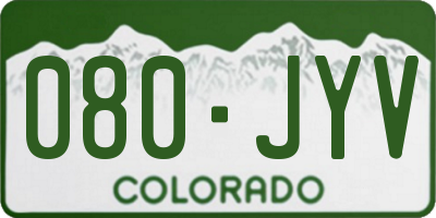 CO license plate 080JYV