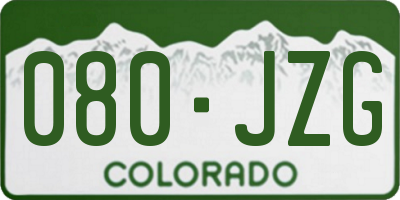 CO license plate 080JZG