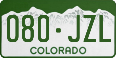 CO license plate 080JZL