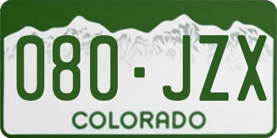 CO license plate 080JZX
