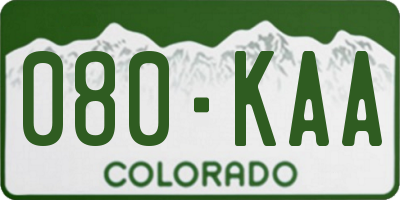 CO license plate 080KAA