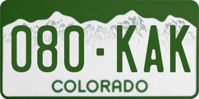 CO license plate 080KAK
