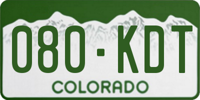 CO license plate 080KDT