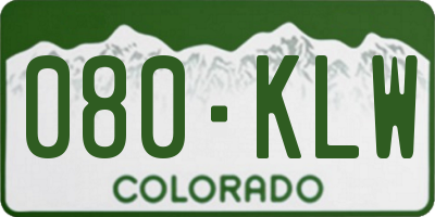 CO license plate 080KLW