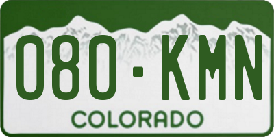 CO license plate 080KMN