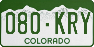 CO license plate 080KRY