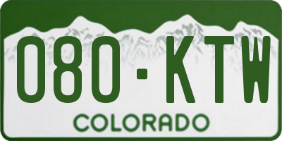 CO license plate 080KTW