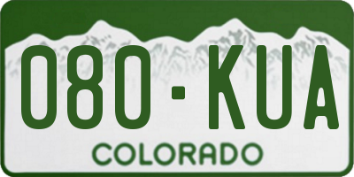 CO license plate 080KUA