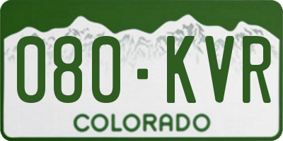 CO license plate 080KVR