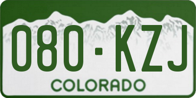 CO license plate 080KZJ