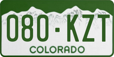 CO license plate 080KZT