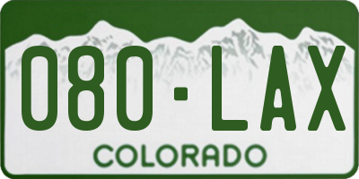 CO license plate 080LAX