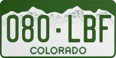 CO license plate 080LBF