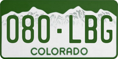 CO license plate 080LBG