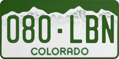 CO license plate 080LBN