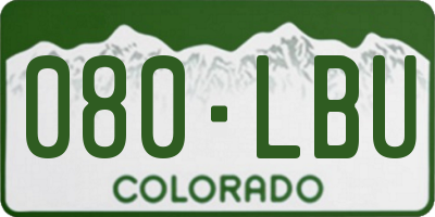 CO license plate 080LBU