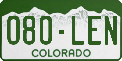 CO license plate 080LEN