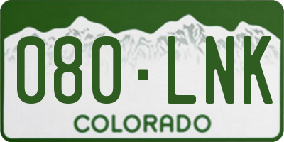 CO license plate 080LNK