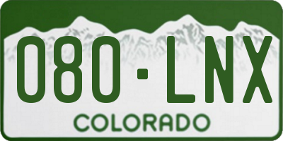 CO license plate 080LNX
