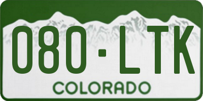 CO license plate 080LTK