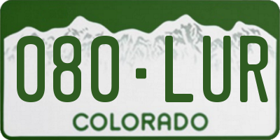 CO license plate 080LUR