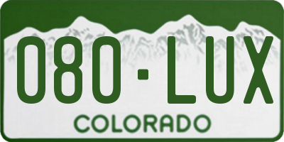 CO license plate 080LUX
