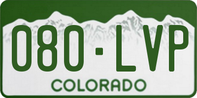 CO license plate 080LVP
