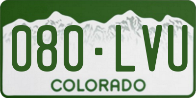 CO license plate 080LVU