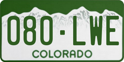 CO license plate 080LWE