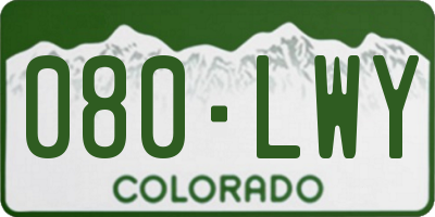 CO license plate 080LWY