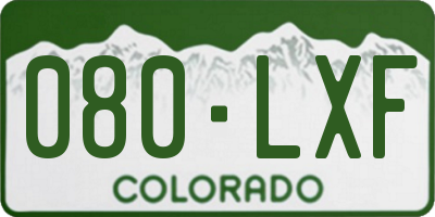 CO license plate 080LXF