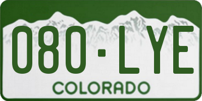 CO license plate 080LYE