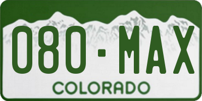 CO license plate 080MAX
