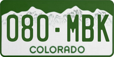 CO license plate 080MBK