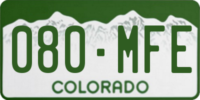CO license plate 080MFE