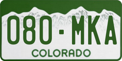 CO license plate 080MKA