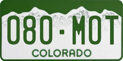CO license plate 080MOT