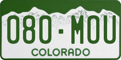 CO license plate 080MOU