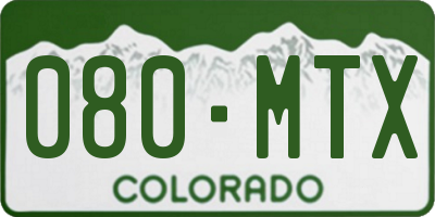 CO license plate 080MTX