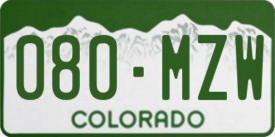 CO license plate 080MZW