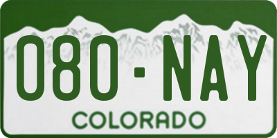CO license plate 080NAY