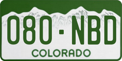 CO license plate 080NBD