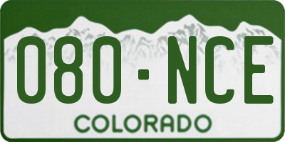 CO license plate 080NCE