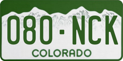CO license plate 080NCK